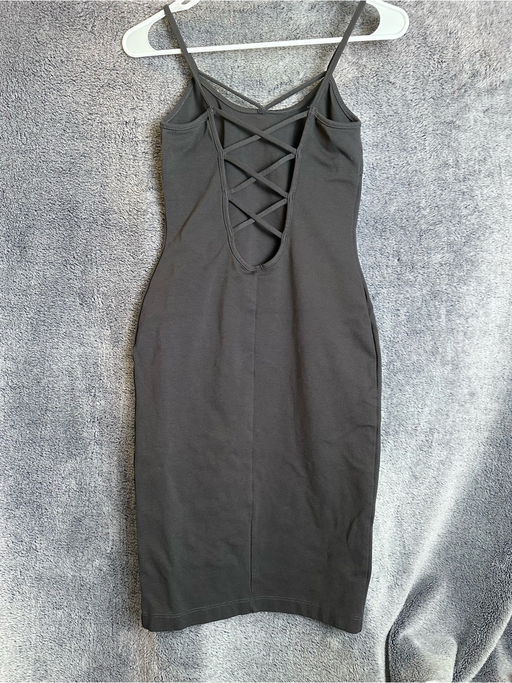Windsor grey body-con Strappy stretchy Lattice-Back Midi Dress